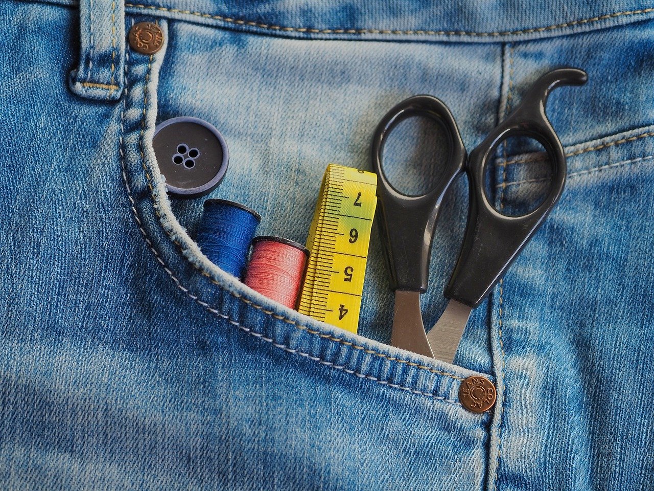 jeans, sewing supplies, sew